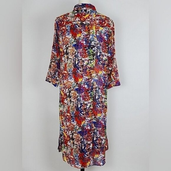 Speed Limit MPH Longline Shirt Multi Color Print Semi Sheer Lightweight Size M/L - Picture 2 of 16